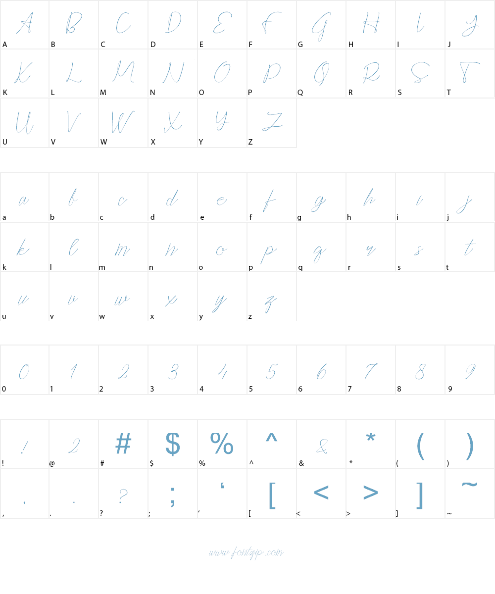 Cepttoni calligraphy Font Character